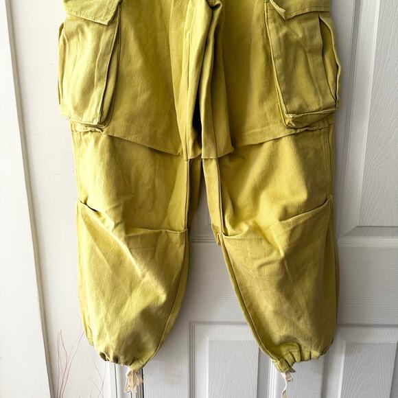 PacSun NWT Jayde Balloon Cargo Yellow Baggy Pants Waist 24 New With Canvas Belt - Picture 8 of 14
